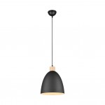 Jagger - Matt Black & Wooden Pendant Ø 25 cm