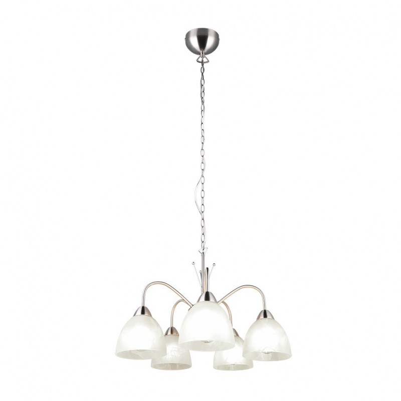 - Dobby - Matt Nickel 5 Light Centre Fitting with Alabaster Glass Trio-R31055007 - Dobby - Matt Nickel 5 Light Centre Fitting with Alabaster Glass