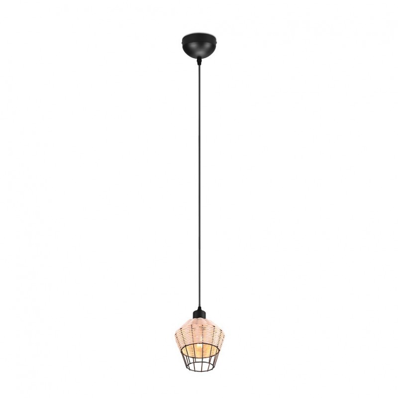 Trio-R31261036 - Borka - Black Pendant with Rattan Shade ∅ 17.5 cm