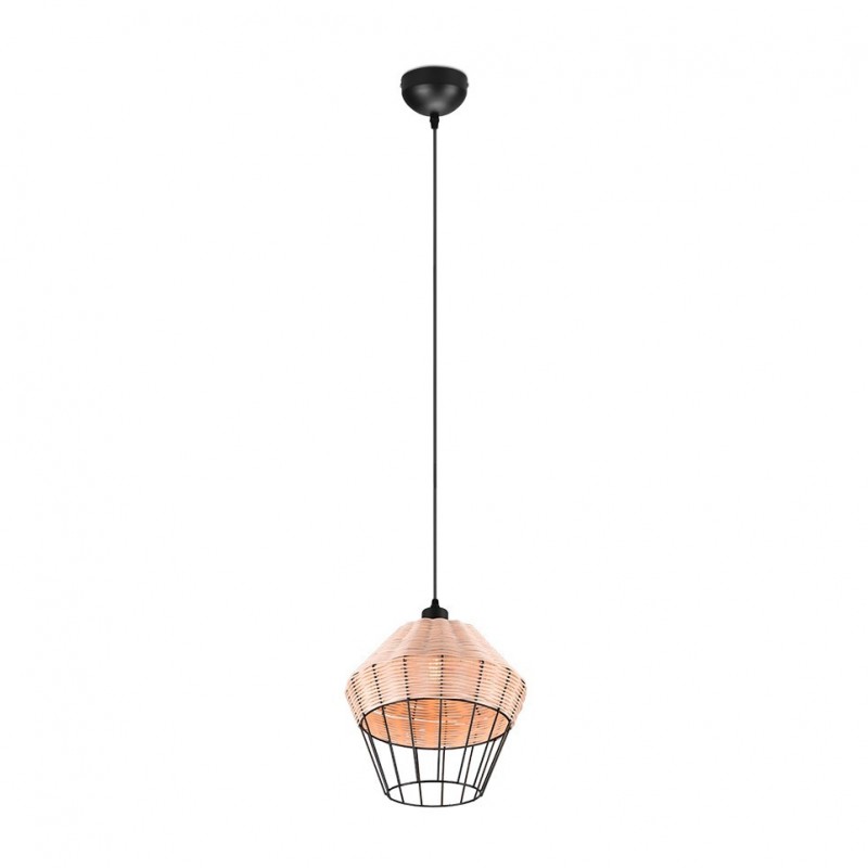 - Borka - Black Pendant with Rattan Shade ∅ 30 cm Trio-R31261936 - Borka - Black Pendant with Rattan Shade ∅ 30 cm