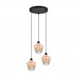 Borka - Black 3 Light Cluster Pendant with Rattan Shade Borka - Black 3 Light Cluster Pendant with Rattan Shade