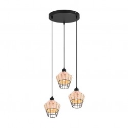 Borka - Black 3 Light Cluster Pendant with Rattan Shade Borka - Black 3 Light Cluster Pendant with Rattan Shade
