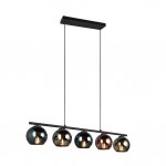 Sheldon - Black 5 light over Island Fitting with Multicolour Glasses Sheldon - Black 5 light over Island Fitting with Multicolour Glasses