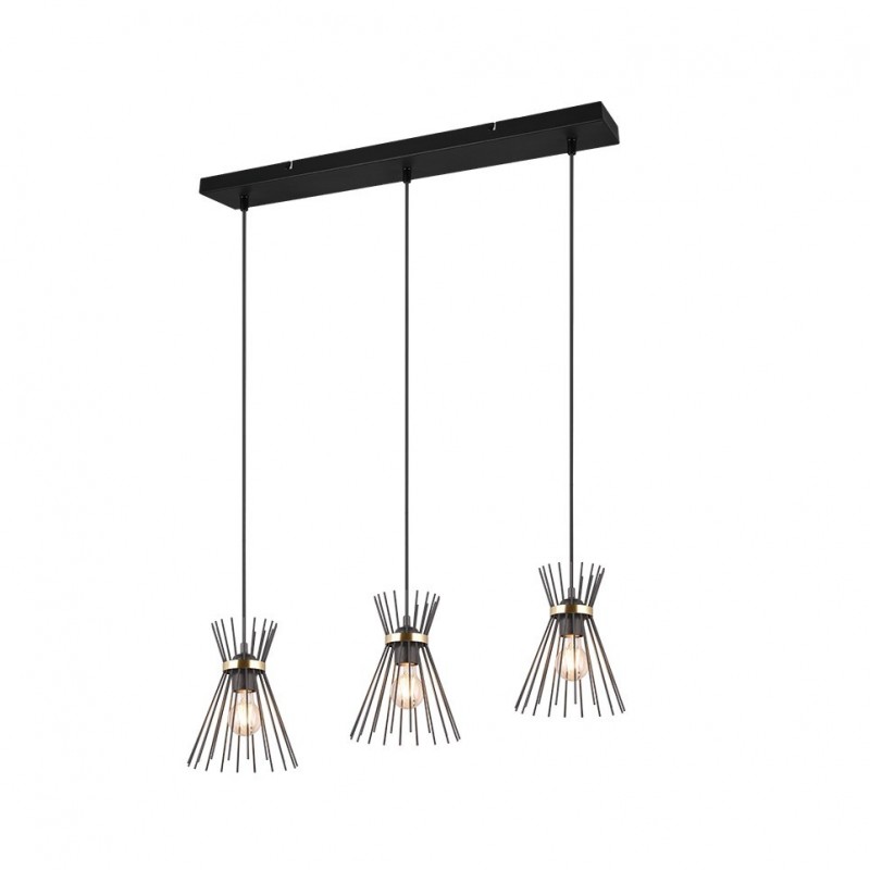 - Rod - Black & Gold 3 Light over Island Fitting Trio-R31533080 - Rod - Black & Gold 3 Light over Island Fitting