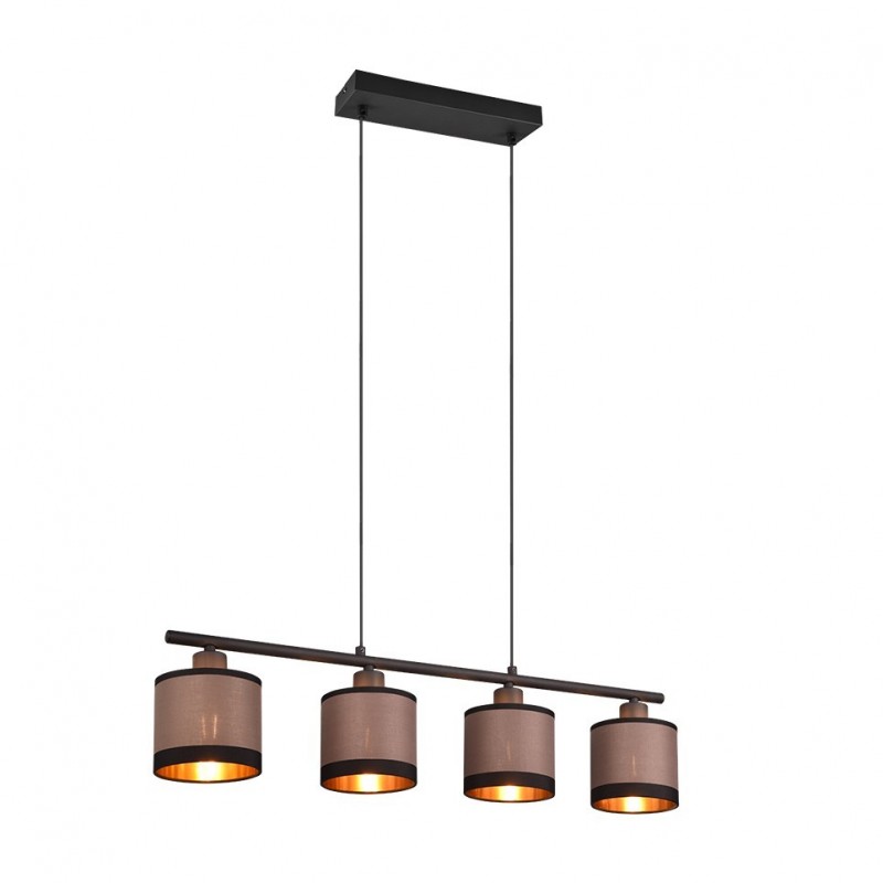 Trio-R31554041 - Davos - Black 4 Light over Island Fitting with Taupe Shade