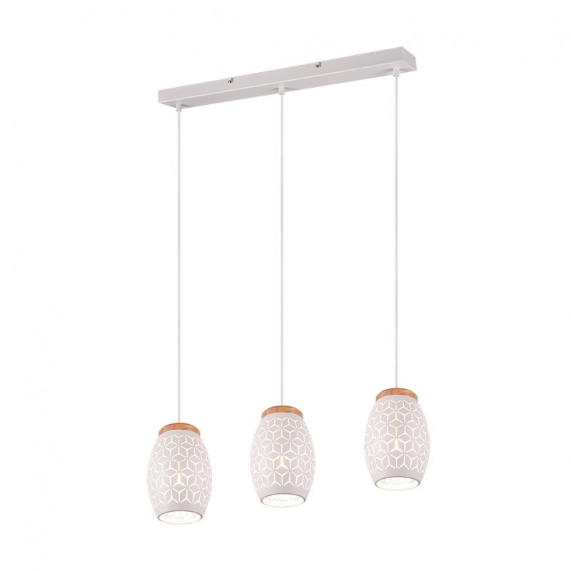- Bidar - White 3 Light over Island Fitting with Wood Accent Trio-R31573031 - Bidar - White 3 Light over Island Fitting with Wood Accent