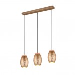 Bidar - Coffee 3 Light over Island Fitting with Wood Accent Bidar - Coffee 3 Light over Island Fitting with Wood Accent