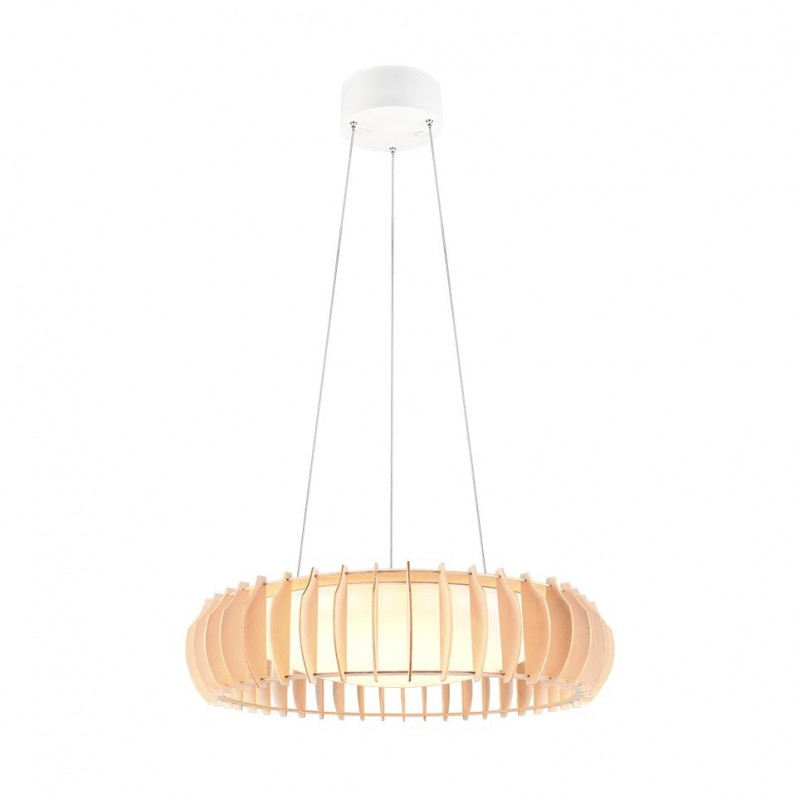 - Monte - Natural Wooden CCT Pendant with White Diffuser Trio-R32171930 - Monte - Natural Wooden CCT Pendant with White Diffuser