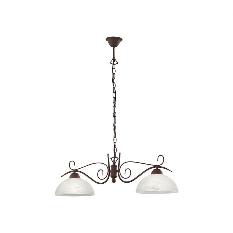 - Country - Rusty 2 Light over Island Fitting with Alabaster Glass Trio-R3432-24 - Country - Rusty 2 Light over Island Fitting with Alabaster Glass