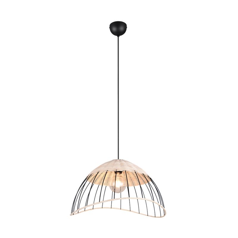 - Sandrine - Matt Black Pendant with Rattan Meshwork Trio-R36211032 - Sandrine - Matt Black Pendant with Rattan Meshwork