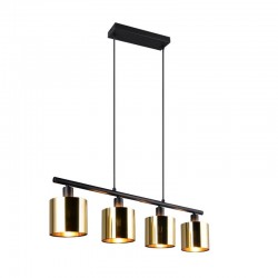 Jason - Matt Black 4 Light over Island Fitting with Gold Shade Jason - Matt Black 4 Light over Island Fitting with Gold Shade