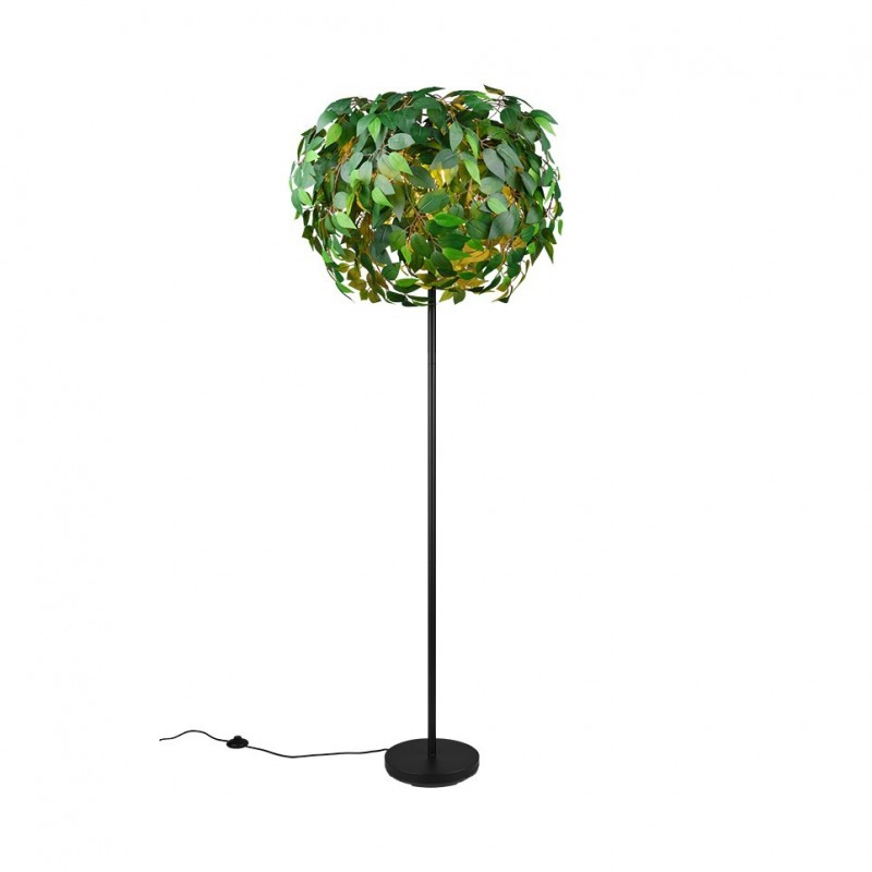 - Leavy - Matt Black 3 Light Floor Lamp with Green Leaves Trio-R40463015 - Leavy - Matt Black 3 Light Floor Lamp with Green Leaves