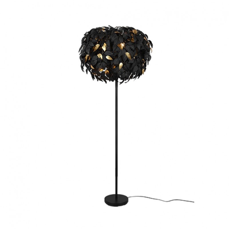- Leavy - Matt Black 3 Light Floor Lamp with Black & Gold Leaves Trio-R40463032 - Leavy - Matt Black 3 Light Floor Lamp with Black & Gold Leaves