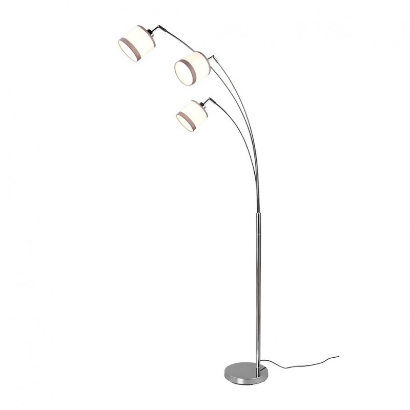 - Davos - Chrome 3 Light Floor Lamp with White Shade Trio-R41553006 - Davos - Chrome 3 Light Floor Lamp with White Shade