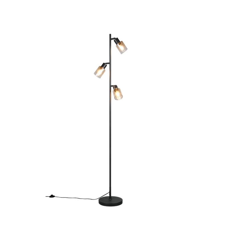 - Cadiz - Matt Black 3 Light Floor Lamp with Amber Ombre Glass Trio-R41783032 - Cadiz - Matt Black 3 Light Floor Lamp with Amber Ombre Glass