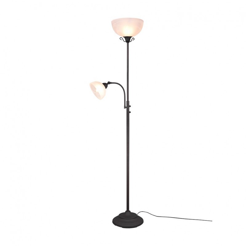 Table & Floor Lamp - Country - Rusty 2 Light Floor Lamp with Alabaster Glass Trio-R46322024 - Country - Rusty 2 Light Floor Lamp with Alabaster Glass