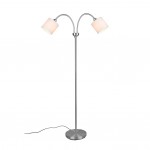 Tommy - Matt Nickel 2 Light Floor Lamp with White Shade