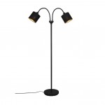 Tommy - Matt Black 2 Light Floor Lamp with Black & Gold Shade Tommy - Matt Black 2 Light Floor Lamp with Black & Gold Shade