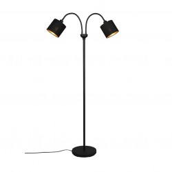 Tommy - Matt Black 2 Light Floor Lamp with Black & Gold Shade Tommy - Matt Black 2 Light Floor Lamp with Black & Gold Shade
