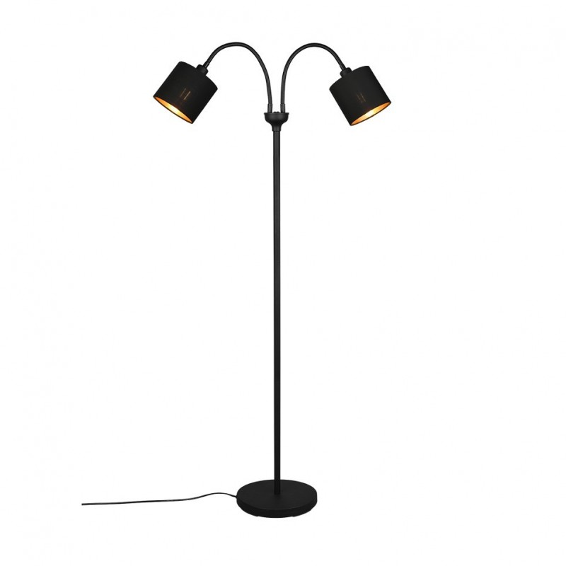 - Tommy - Matt Black 2 Light Floor Lamp with Black & Gold Shade Trio-R46332079 - Tommy - Matt Black 2 Light Floor Lamp with Black & Gold Shade