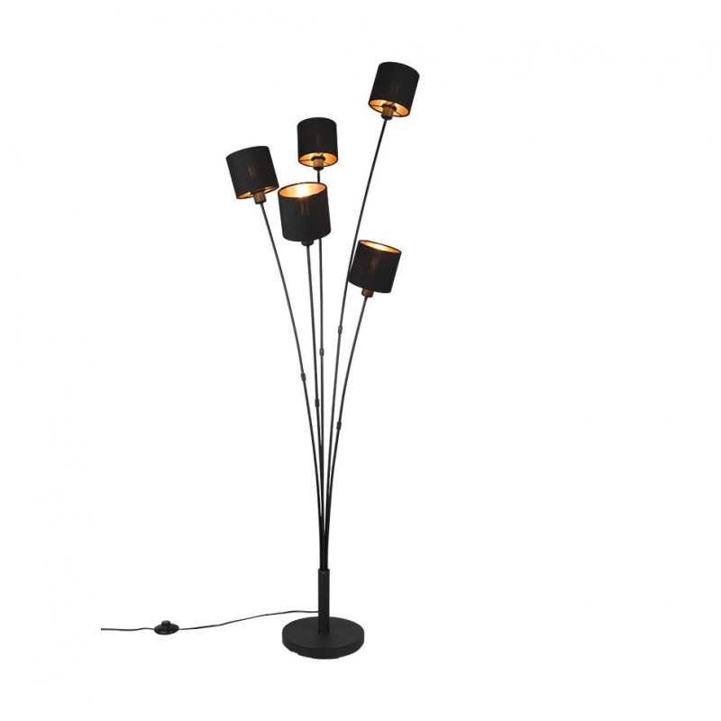 - Tommy - Matt Black 5 Light Floor Lamp with Black & Gold Shade Trio-R46335979 - Tommy - Matt Black 5 Light Floor Lamp with Black & Gold Shade