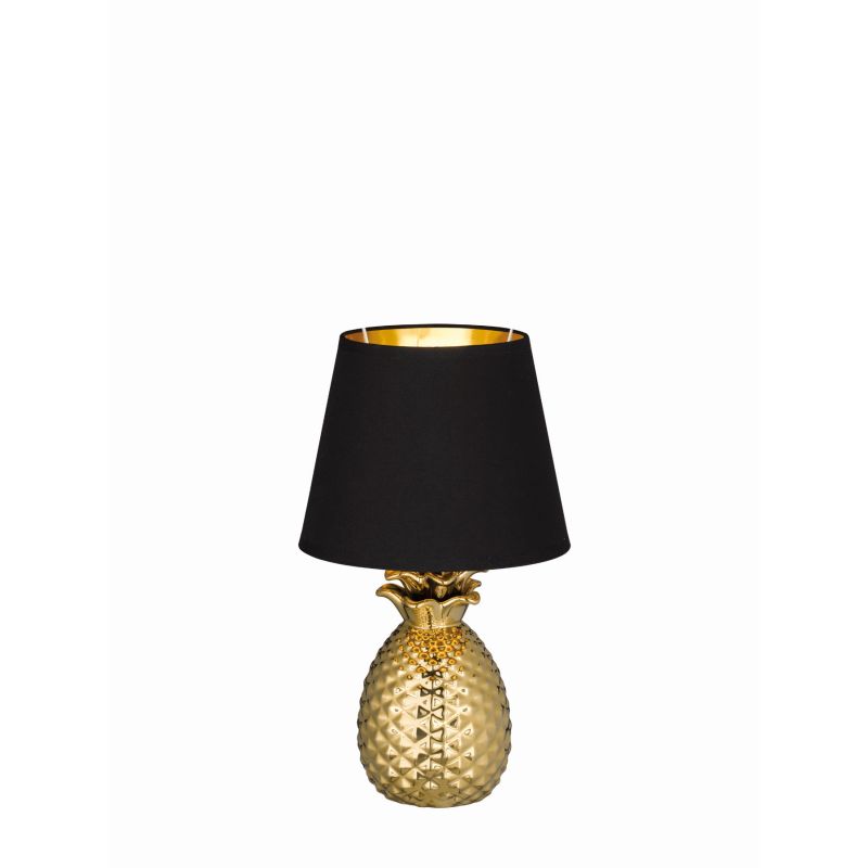 - Pineapple - Gold Table Lamp with Black & Gold Shade Trio-R50421079 - Pineapple - Gold Table Lamp with Black & Gold Shade