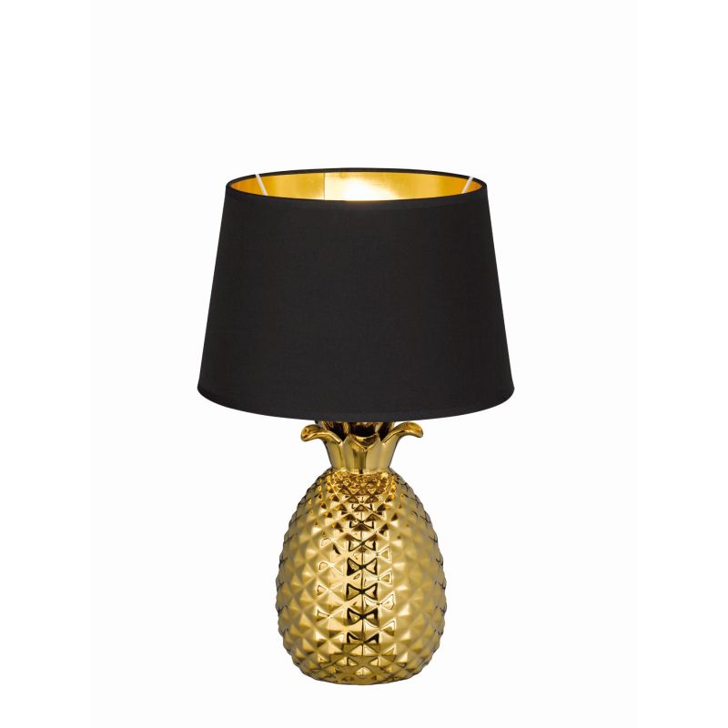 - Pineapple - Gold Table Lamp with Black & Gold Shade Trio-R50431079 - Pineapple - Gold Table Lamp with Black & Gold Shade