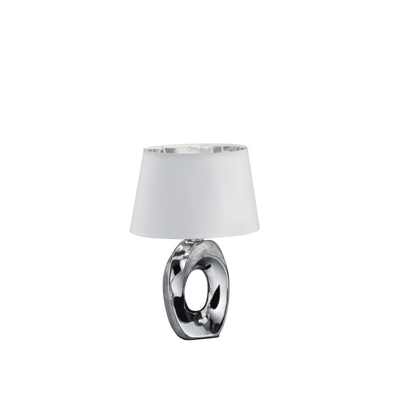 - Taba - Silver Table Lamp with White & Silver Shade Trio-R50511089 - Taba - Silver Table Lamp with White & Silver Shade