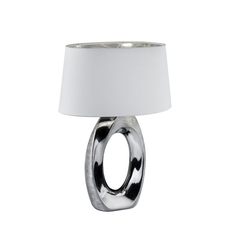 - Taba - Silver Table Lamp with White & Silver Shade Trio-R50521089 - Taba - Silver Table Lamp with White & Silver Shade