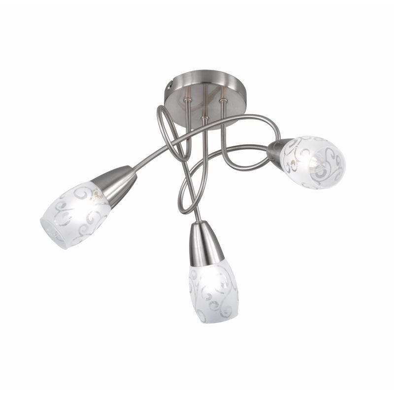 - Colmar - Matt Nickel 3 Spotlights with Flower Pattern Glass Trio-R60023007 - Colmar - Matt Nickel 3 Spotlights with Flower Pattern Glass