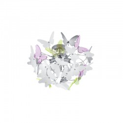 Butterfly - Chrome Ceiling Lamp with Multicolour Butterfly Butterfly - Chrome Ceiling Lamp with Multicolour Butterfly
