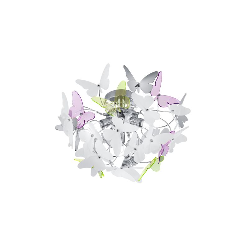 - Butterfly - Chrome Ceiling Lamp with Multicolour Butterfly Trio-R60213017 - Butterfly - Chrome Ceiling Lamp with Multicolour Butterfly