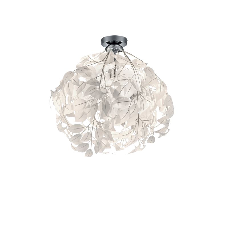- Leavy - Chrome Ceiling Lamp with White Leaves Trio-R60461001 - Leavy - Chrome Ceiling Lamp with White Leaves