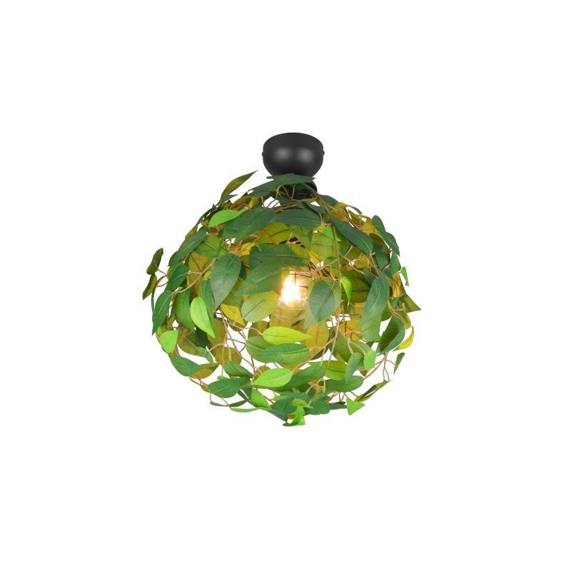 - Leavy - Matt Black Ceiling Lamp with Green Leaves Trio-R60461015 - Leavy - Matt Black Ceiling Lamp with Green Leaves