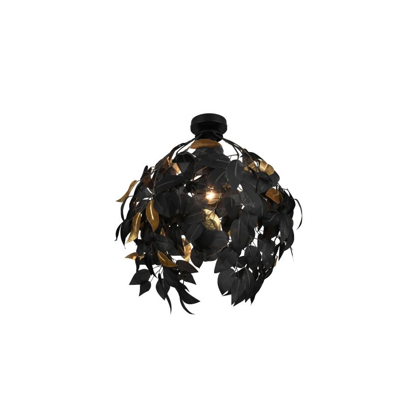 - Leavy - Matt Black Ceiling Lamp with Black & Gold Leaves Trio-R60461032 - Leavy - Matt Black Ceiling Lamp with Black & Gold Leaves