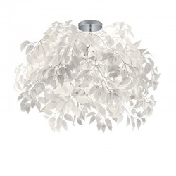 Leavy - Chrome 3 Light Ceiling Lamp with White Leaves