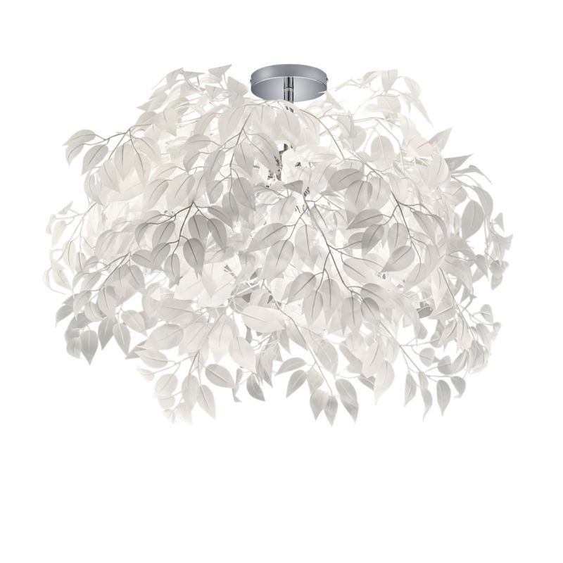 Trio-R60463001 - Leavy - Chrome 3 Light Ceiling Lamp with White Leaves