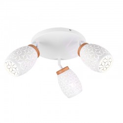 Bidar - White 3 Spotlight with Wood Accent