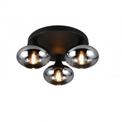Divina - Black 3 Light Ceiling Lamp with Smoked Glasses