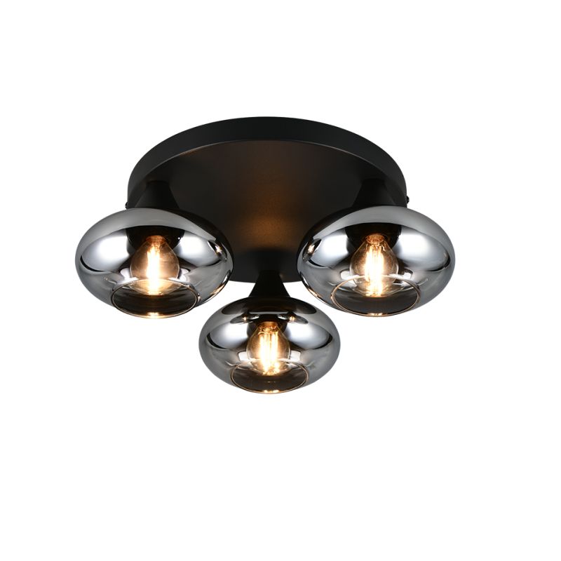 - Divina - Black 3 Light Ceiling Lamp with Smoked Glasses Trio-R66643054 - Divina - Black 3 Light Ceiling Lamp with Smoked Glasses