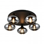 Divina - Black 5 Light Ceiling Lamp with Smoked Glasses Divina - Black 5 Light Ceiling Lamp with Smoked Glasses