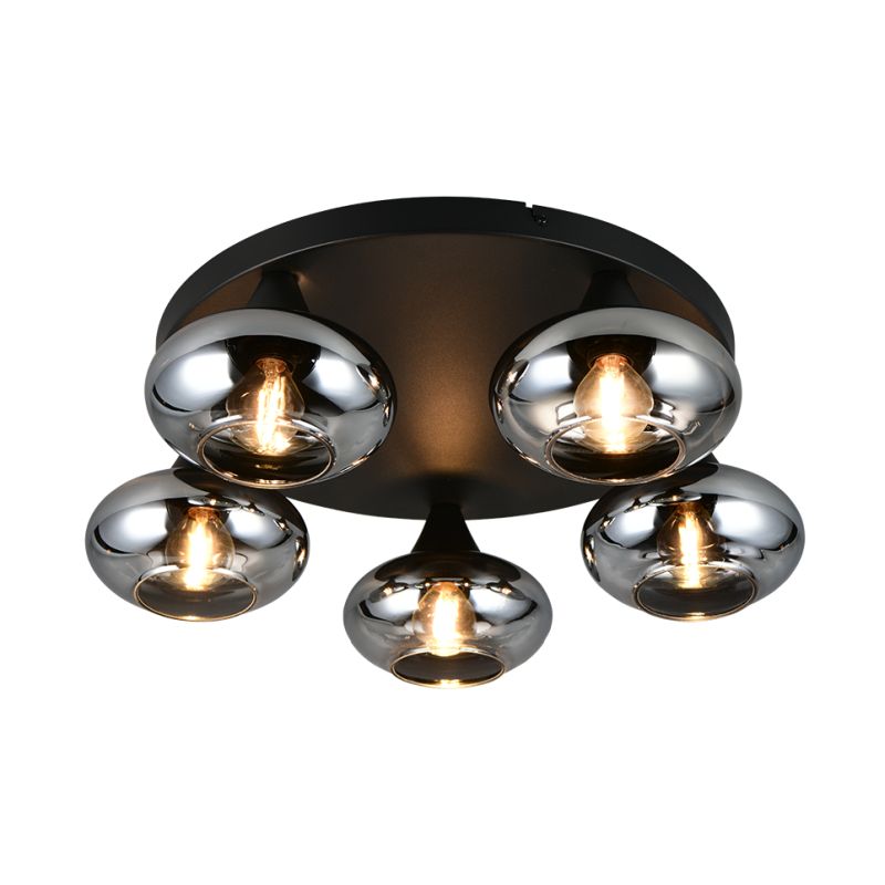 - Divina - Black 5 Light Ceiling Lamp with Smoked Glasses Trio-R66645054 - Divina - Black 5 Light Ceiling Lamp with Smoked Glasses