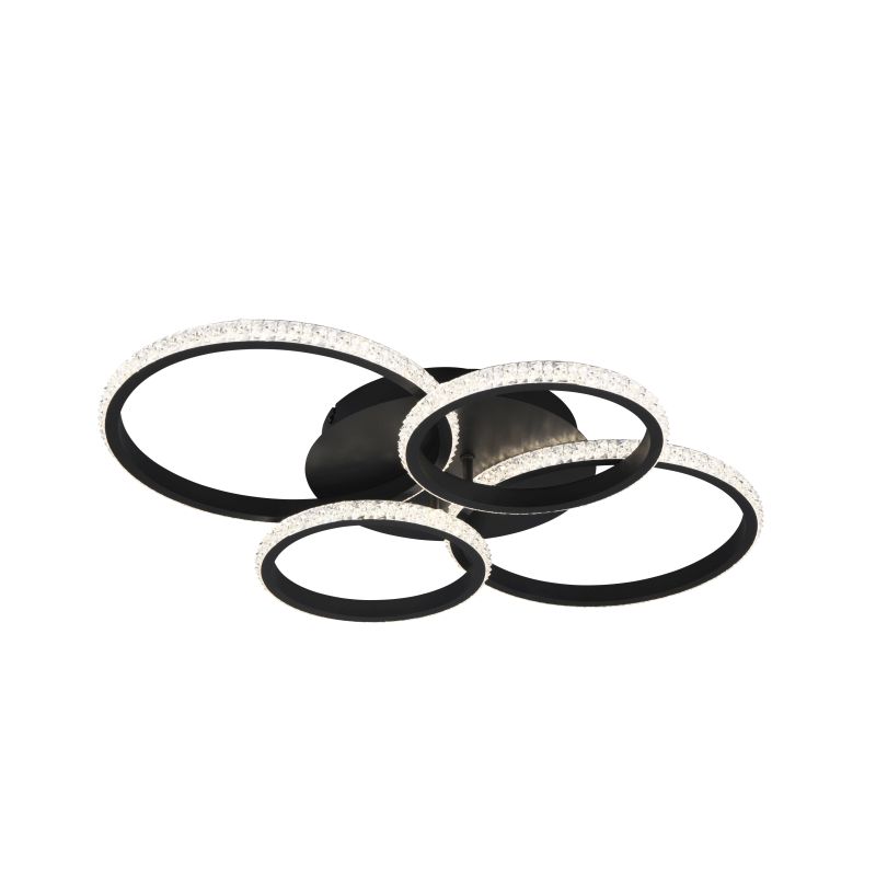 - Cires - Matt Black 4 Light LED Ceiling Lamp with Crystal 4000K Trio-R67364132 - Cires - Matt Black 4 Light LED Ceiling Lamp with Crystal 4000K