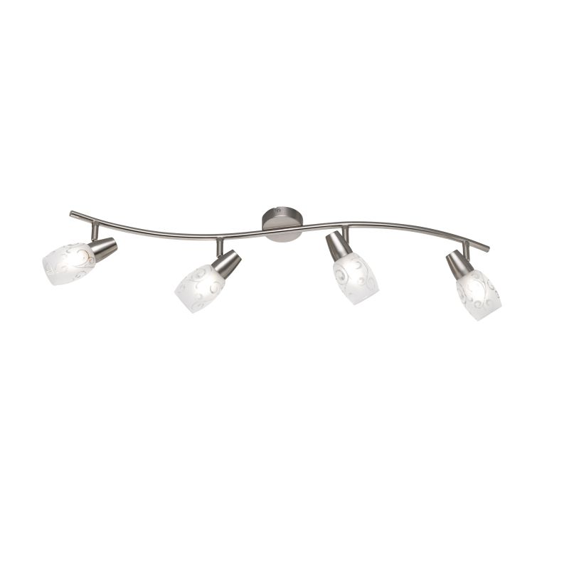 - Colmar - Matt Nickel 4 Spotlights with Flower Pattern Glass Trio-R80024007 - Colmar - Matt Nickel 4 Spotlights with Flower Pattern Glass