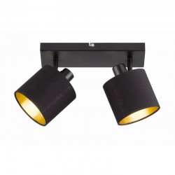 Tommy - Matt Black 2 Spotlights with Black & Gold Shade Tommy - Matt Black 2 Spotlights with Black & Gold Shade