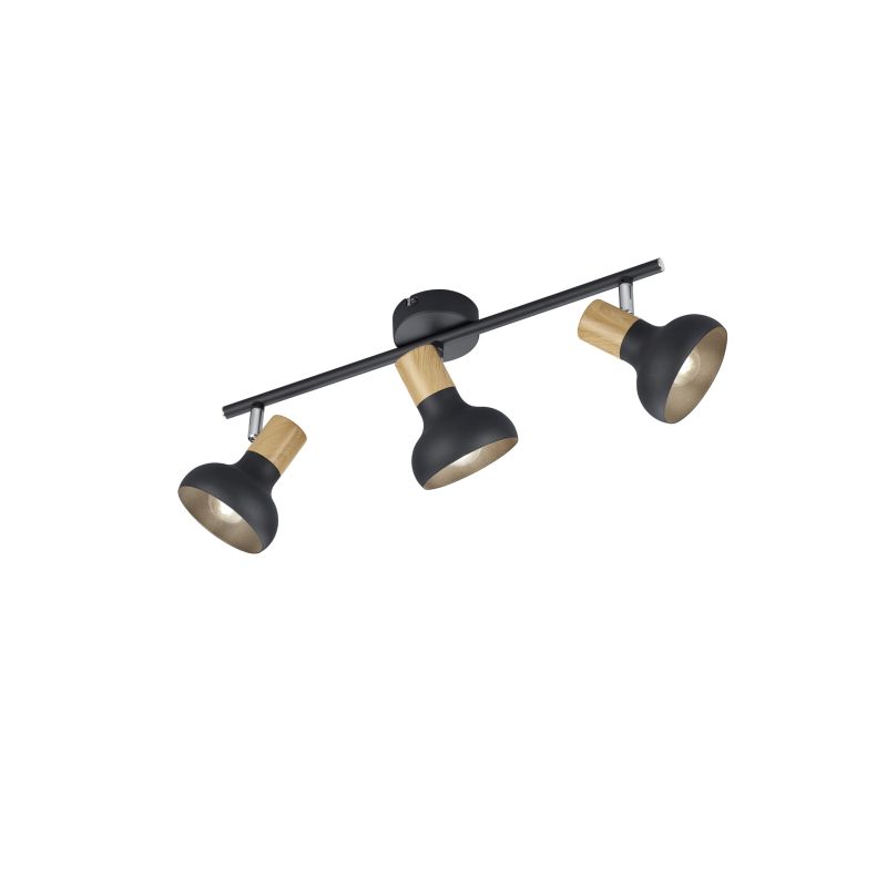 - Latika - Black & Wood 3 Spotlights Trio-R81523032 - Latika - Black & Wood 3 Spotlights