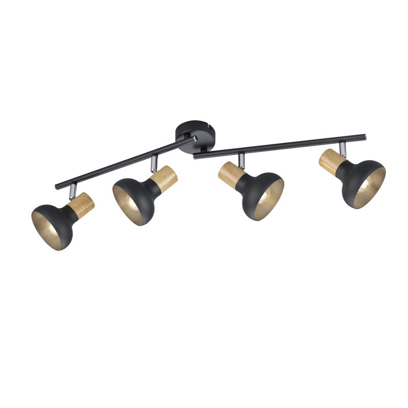 - Latika - Black & Wood 4 Spotlights Trio-R81524032 - Latika - Black & Wood 4 Spotlights