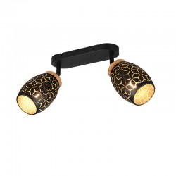 Bidar - Black 2 Spotlight with Gold & Wood Accent