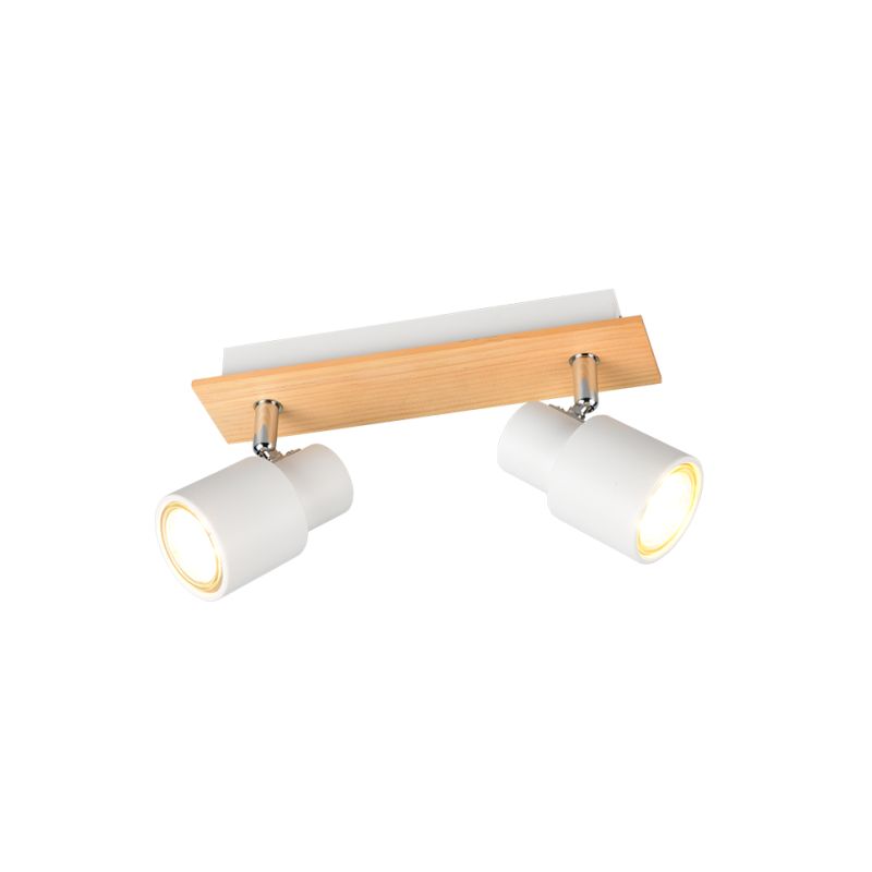 Trio-R81982031 - Pierre - Matt White & Wooden 2 Spotlights