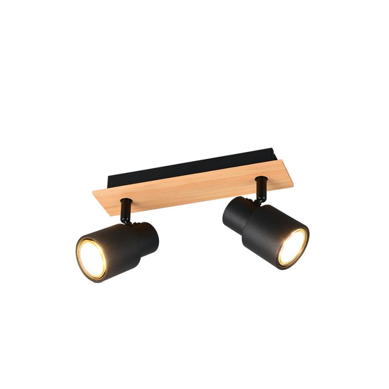 Trio-R81982032 - Pierre - Matt Black & Wooden 2 Spotlights